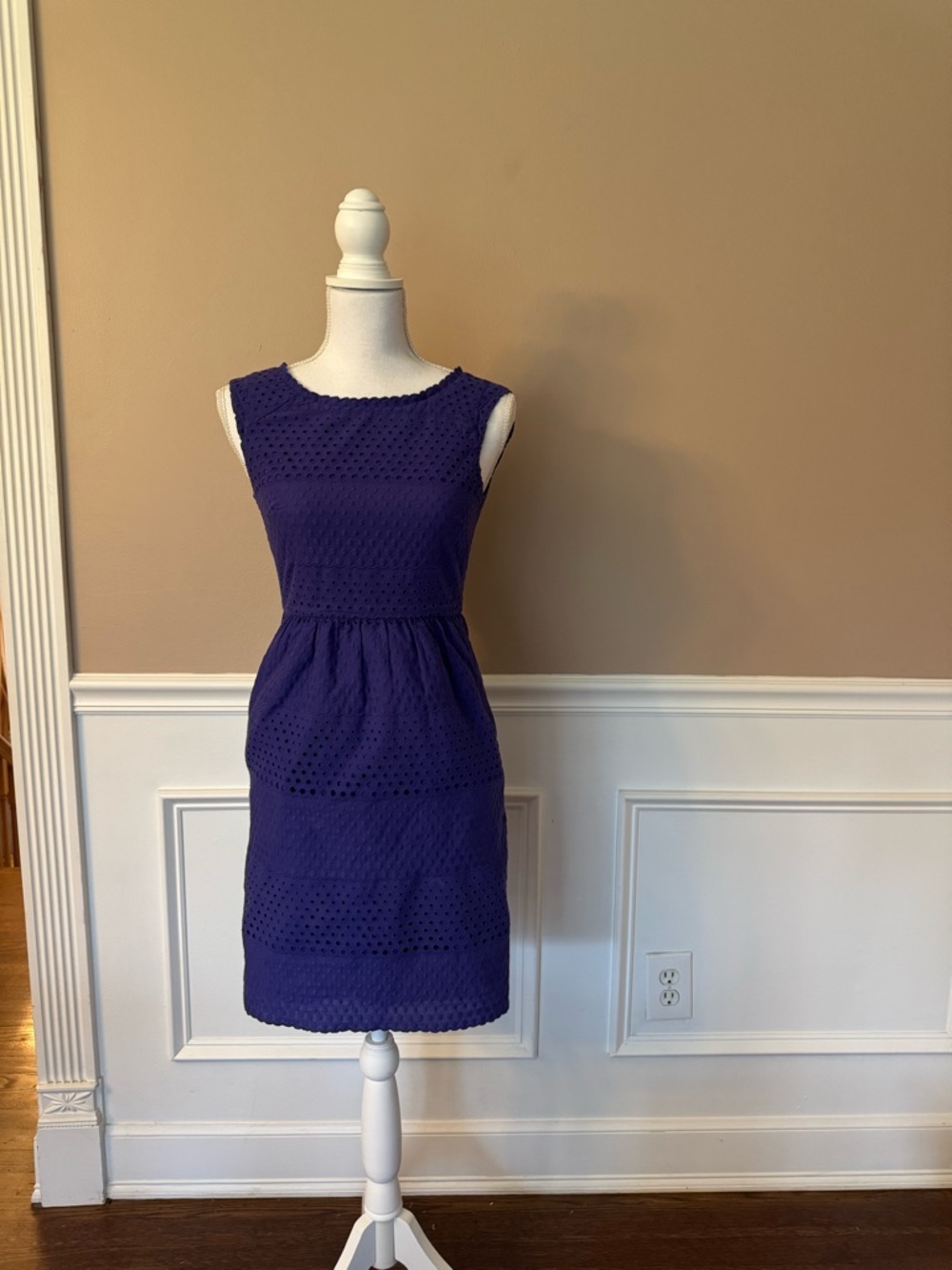 J. Crew Purple Sleeveless Eyelet Midi Dress